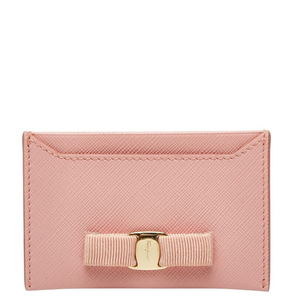 Salvatore Ferragamo Vara Card Case Wallet Pink Leather